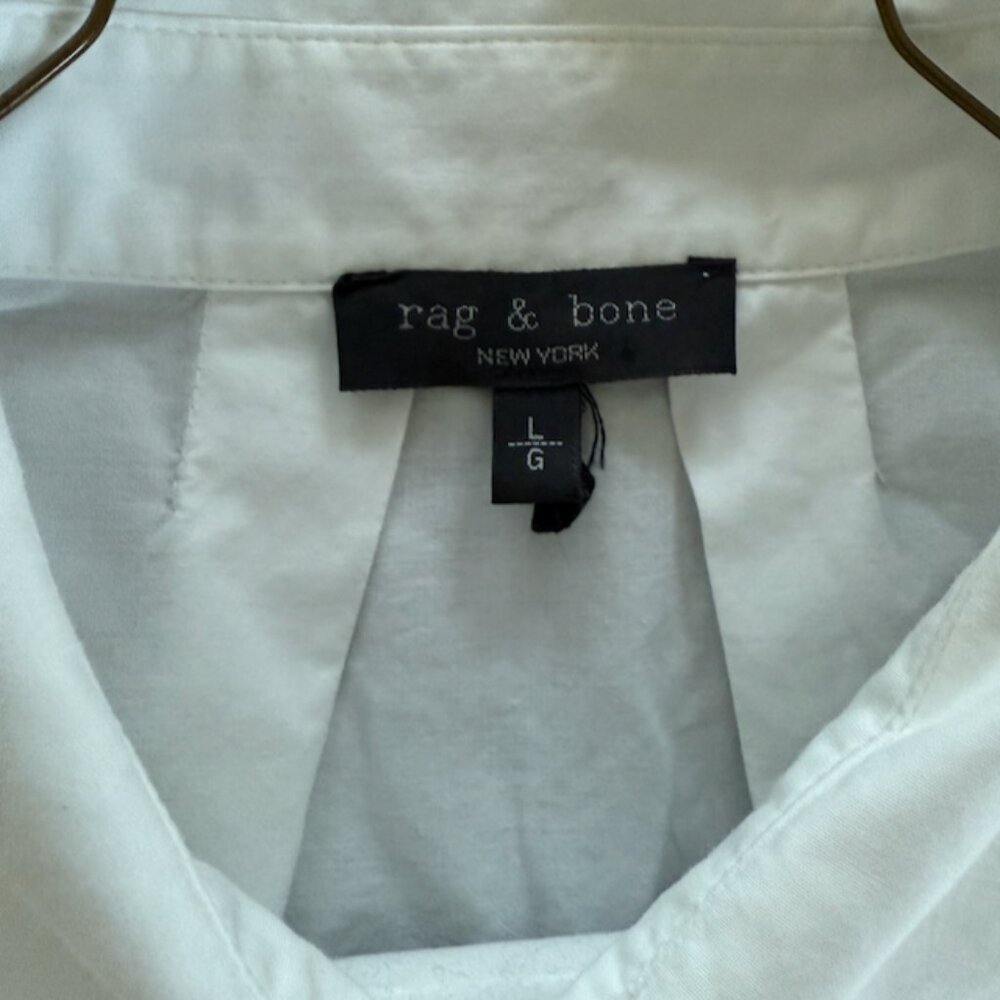 Rag & Bone White Button Down Short Sleeve Shirt - White - Large - Picture 3 of 5